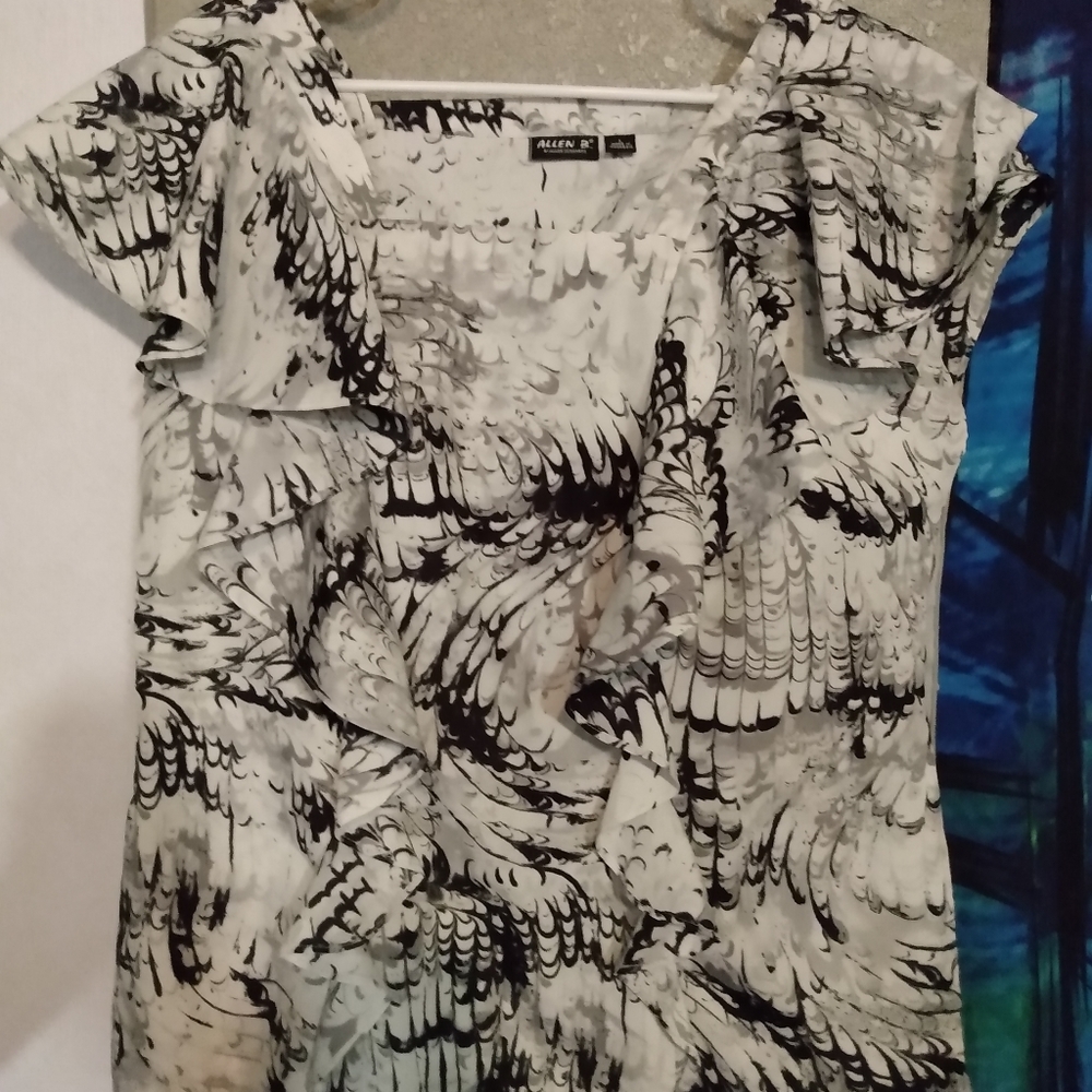 Allen B black and white blouse